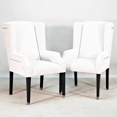 Lot 189 - A pair of modern velvet upholstered armchairs (2)