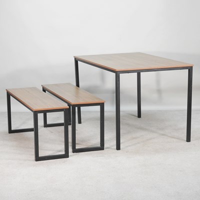 Lot 329 - A modern metal framed table, together with a...