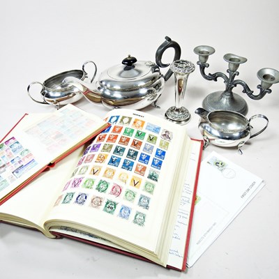 Lot 240 - A silver plated tea service, together with a...