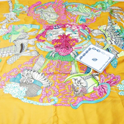 Lot 41 - An Hermes ladies silk scarf, Chapeau, designed...