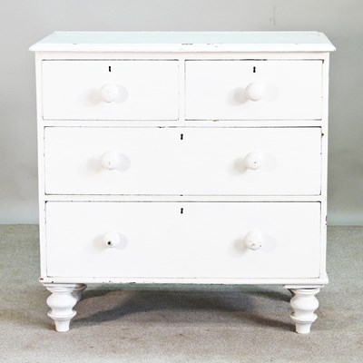 Lot 570 - A Victorian and later white painted chest of...