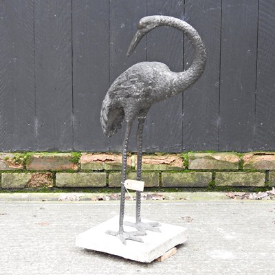 Lot 151 - A cast metal garden sculpture of a stork, 88cm...