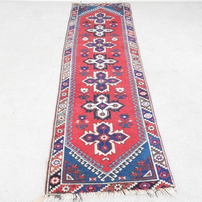 Lot 158 - A Turkish runner, with a row of central...