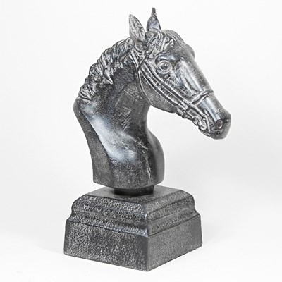 Lot 399 - A small bronzed bust, of a horse, on a plinth...