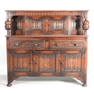 Lot 437 - A mid 20th century oak dining table, 168cm...