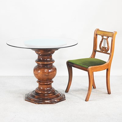 Lot 528 - A modern dining table, with a circular glass...