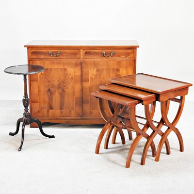 Lot 283 - A reproduction yew wood sideboard, 105cm wide,...