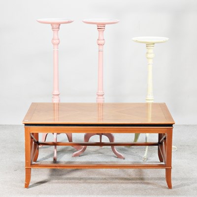 Lot 270 - A pair of pink painted jardiniere stands,...