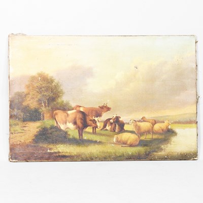 Lot 375 - G Copley, 19th century, river landscape with...