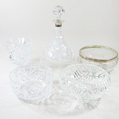 Lot 194 - A cut glass ship's decanter, with a silver...