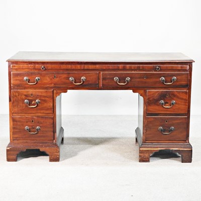 Lot 320 - An early 20th century mahogany pedestal desk,...