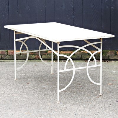 Lot 590 - A white painted hand forged wrought iron...