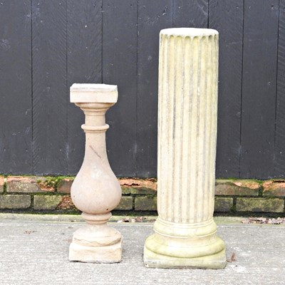 Lot 327 - A cast stone fluted column, 90cm high,...