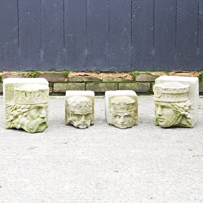 Lot 412 - A pair of cast stone corbels, each 25cm high,...