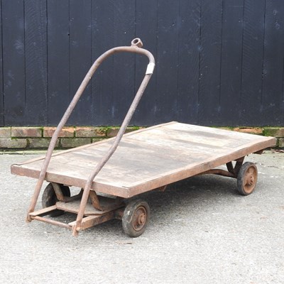 Lot 139 - A large vintage hand trolley, with an iron handle