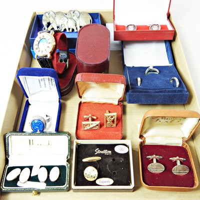 Lot 260 - A pair of silver gilt cufflinks, together with...