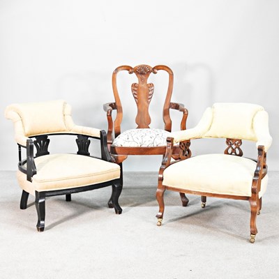 Lot 546 - A late Victorian upholstered open armchair,...