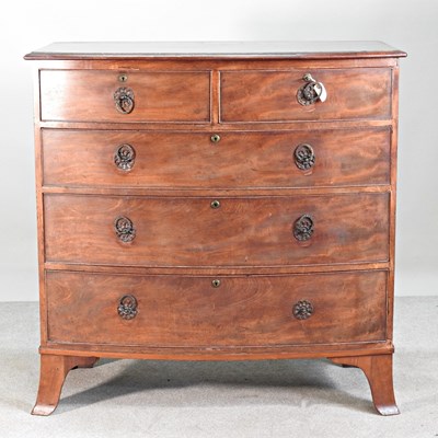 Lot 305 - A 19th century mahogany bow front chest of...