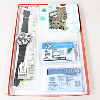 Lot 562 - A Swatch Black Jack SEB100 wristwatch, cased,...