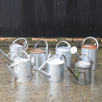 Lot 669 - A collection of decorative galvanised watering...