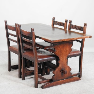 Lot 289 - A mid 20th century oak refectory table,...