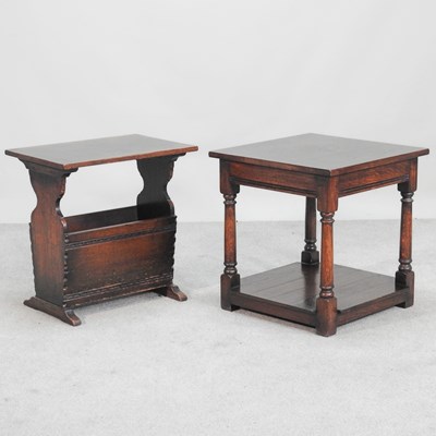 Lot 408 - A small oak two tier coffee table, together...