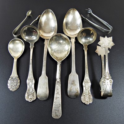 Lot 119 - A pair of George IV silver fiddle pattern...