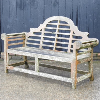 Lot 298 - A Lutyens style teak garden bench, 165cm wide