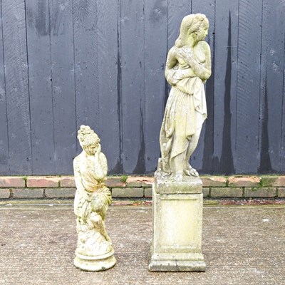 Lot 294 - A cast stone garden statue of a lady, 119cm...