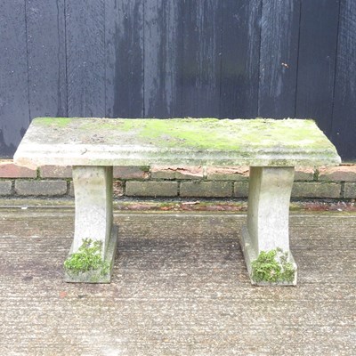 Lot 378 - A cast stone garden bench, 100cm wide