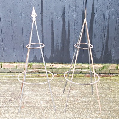 Lot 358 - A pair of metal garden obelisk plant supports,...