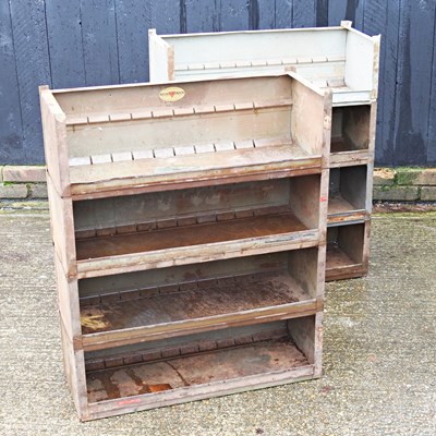 Lot 450 - Two sets of stacking metal workshop racking,...