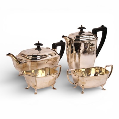 Lot 86 - An Art Deco silver plated four piece tea service