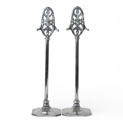 Lot 461 - A pair of silver plated fireside companions,...