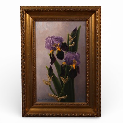 Lot 530 - Carolynn Mansfield (b.1963), Iris, oil on...
