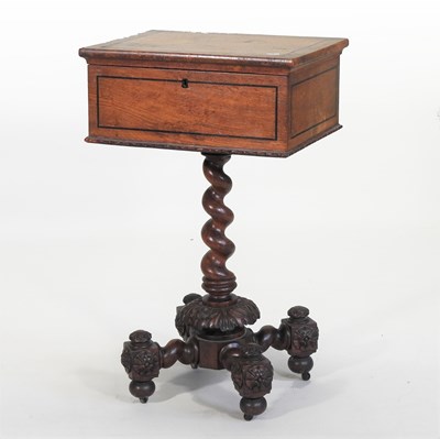 Lot 107 - An unusual early 19th century continental pollard oak and ebony strung teapoy