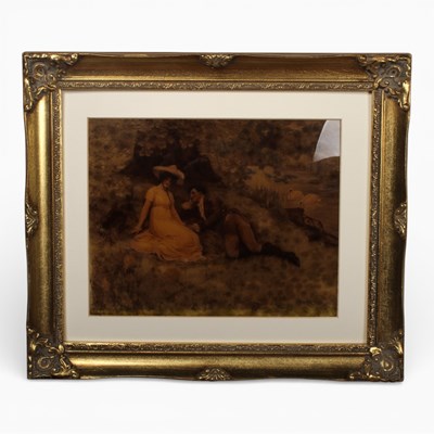 Lot 657 - A crystoleum reverse print on glass of a...