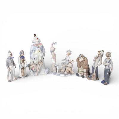Lot 227 - A collection of seven Spanish porcelain clowns