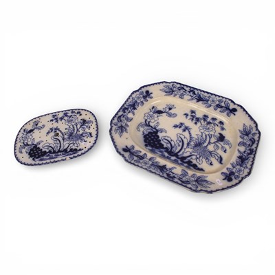 Lot 178 - A Victorian blue and white pottery meat plate...