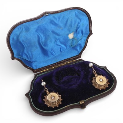 Lot 41 - A pair of Victorian unmarked yellow metal and...