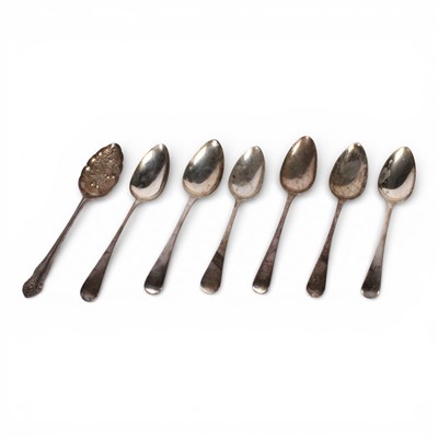Lot 9 - A matched set of six Georgian silver...