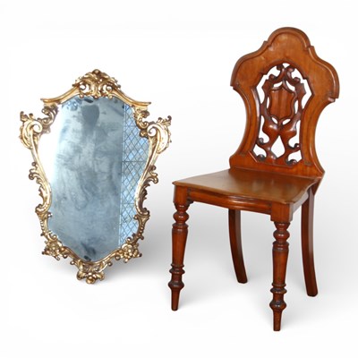 Lot 463 - A Victorian mahogany hall chair, together with...