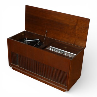 Lot 476 - A mid century teak cased record player, having...