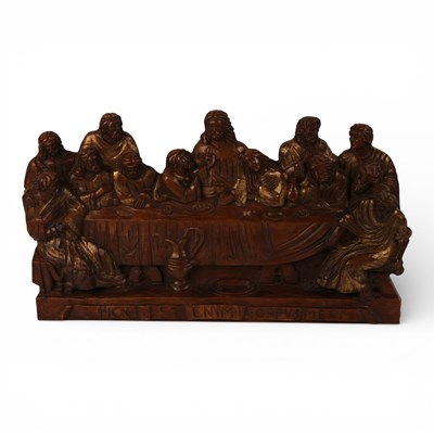 Lot 162 - A large wood carving of The Last Supper,...