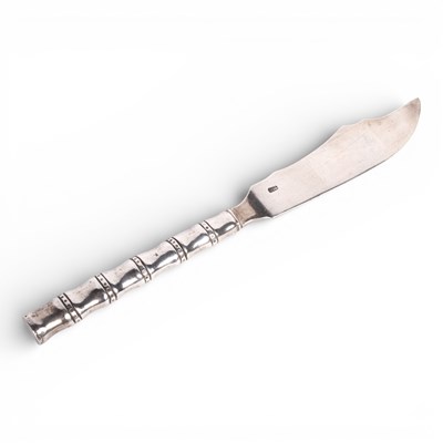 Lot 61 - A Chinese silver knife, having a bamboo shaped...