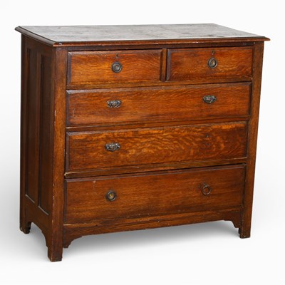 Lot 410 - An early 20th century oak chest of drawers,...