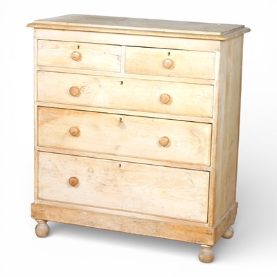 Lot 350 - A Victorian stripped pine chest of drawers.