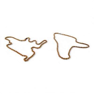 Lot 6 - Two 9 carat yellow gold rope twist necklace...