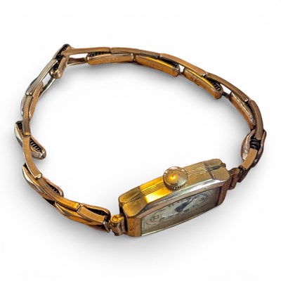 Lot 45 - An Art Deco 9 carat yellow gold cased tank watch