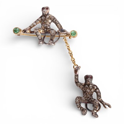 Lot 11 - A 14 carat gold and silver diamond, emerald...